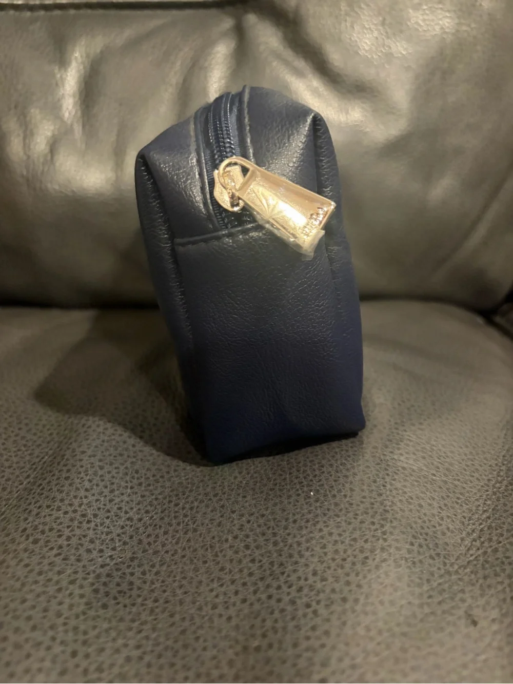 Furla Navy Leather Cosmetic Pouch